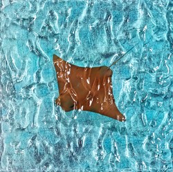 Flying Cow by Nick Oneill - Glazed Original Painting on Box Board sized 12x12 inches. Available from Whitewall Galleries